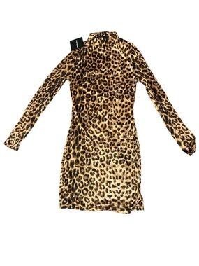 Parisian Leopard Print Bodycon Dress - Black and Tan